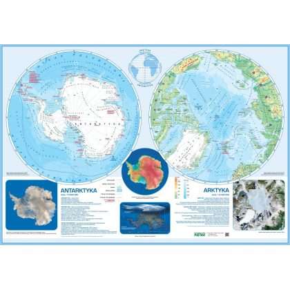 Mapa ścienna Arktyki oraz Antarktyki z Antarktydą