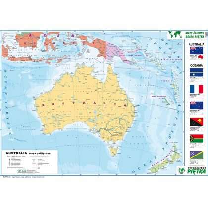 Dwustronna mapa ścienna Australii ? fizyczna / polityczna 1:6 200 000