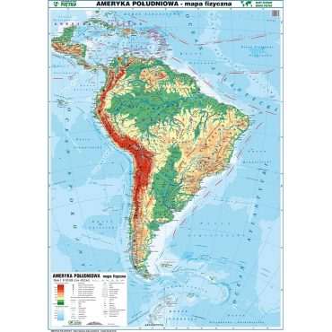 Dwustronna mapa ścienna Ameryki Południowej ? fizyczna / polityczna 1:8 150 000