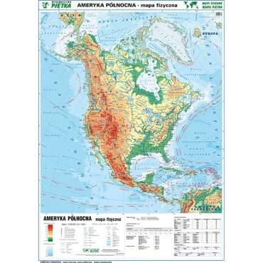Dwustronna mapa ścienna Ameryki Północnej ? fizyczna / polityczna 1:9 000 000
