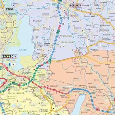 Mapa ścienna województwa kujawsko-pomorskiego - administracyjno-drogowa