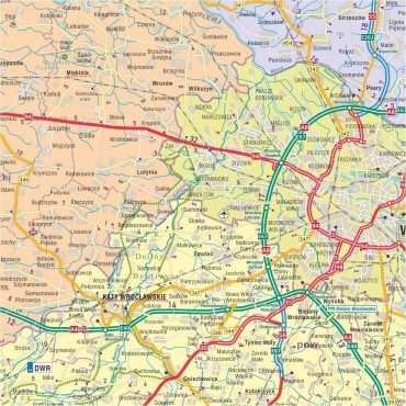 Mapa ścienna województwa dolnośląskiego - administracyjno-drogowa
