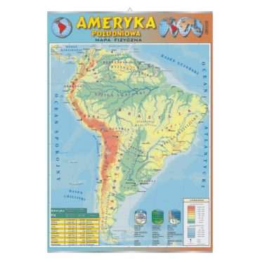 Ameryka Południowa mapa fizyczna - plansza dydaktyczna